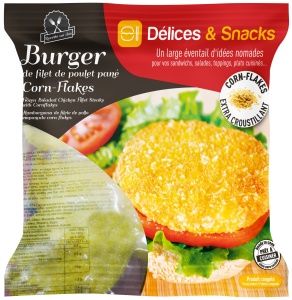 BURGER DE POULET PANES CORN FLAKES 1 KG