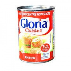 LAIT CONCENTRE NON SUCRE BOITE 410 GR GLORIA